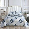 thumbnail image 1 of Bohemian Geometric Small Flora Quilt Set Queen (90x90 Inch), 3 Pieces(1 Geometric Boho Quilt and 2 Pillowcases), Bohemian Reversible Bedspread Microfiber Coverlet Sets All-Season, 1 of 5