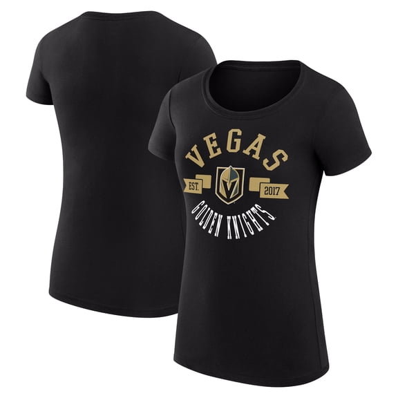Women's G-III 4Her by Carl Banks Black Vegas Golden Knights Super-Slim Fit Lightweight City Graphic Sport Crewneck