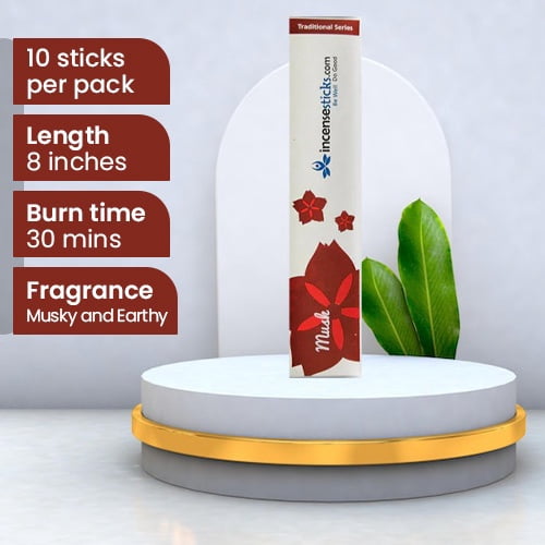 Musk Incense 8" 10 Sticks: 10 Packs
