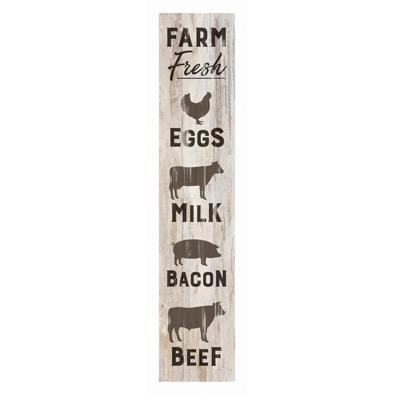 P. Graham Dunn Farm Fresh Animals Rustic Whitewash 7.25 x 1.5 Inch Wood Vertical Tabletop Block Sign