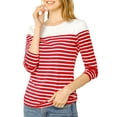 thumbnail image 1 of INSPIRE CHIC Women's Blouse Striped Color Block Long Sleeve Causal T-Shirt S Red-White, 1 of 8