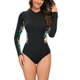 thumbnail image 6 of Feimerou Surfing Swimsuits for Women One Piece Long Sleeve Rash Guard Bathing Suits Sun Protection Printed Zipper Wetsuit Swimwear Valentines Day Gifts, 6 of 9