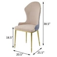thumbnail image 7 of JERFIT Modern Wingback Dining Chairs Set of 2, Upholstered Accent Side Chairs with Sloped Arms, Tan and Gold Finish for Dining Room, 7 of 7
