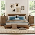 thumbnail image 3 of Modern Minimalist Nightstand Set of 2 with Built-In Outlets, Reed Pattern Design, 3 of 8