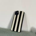 thumbnail image 6 of Black White Striped Phone Case Compatible with iPhone 13 Pro Max Stylish Stripes Print Chic Retro Aesthetic Full Protective Slim Fit Glossy Soft Girly Never Faded 13promax 6.7" Cover, 6 of 9