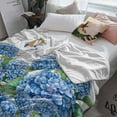 thumbnail image 3 of Blue Hydrangeas Floral Flannel Blanket for Bed, Spring Summer Flower Wooden Grain Soft Cozy Warm Couch Throw Blanket, Lightweight Fluffy Plush Bedding Blankets for Sofa Decor All Season 50"x60", 3 of 7
