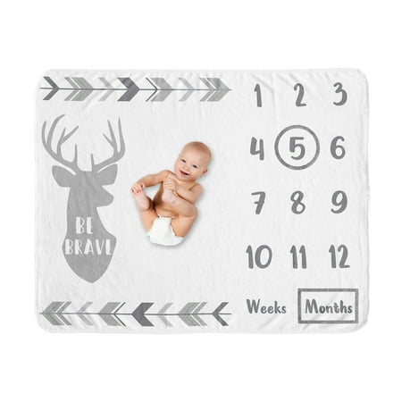 UPC: 0846480086826 | Woodsy Grey and White Milestone Baby Blanket by Sweet Jojo Designs