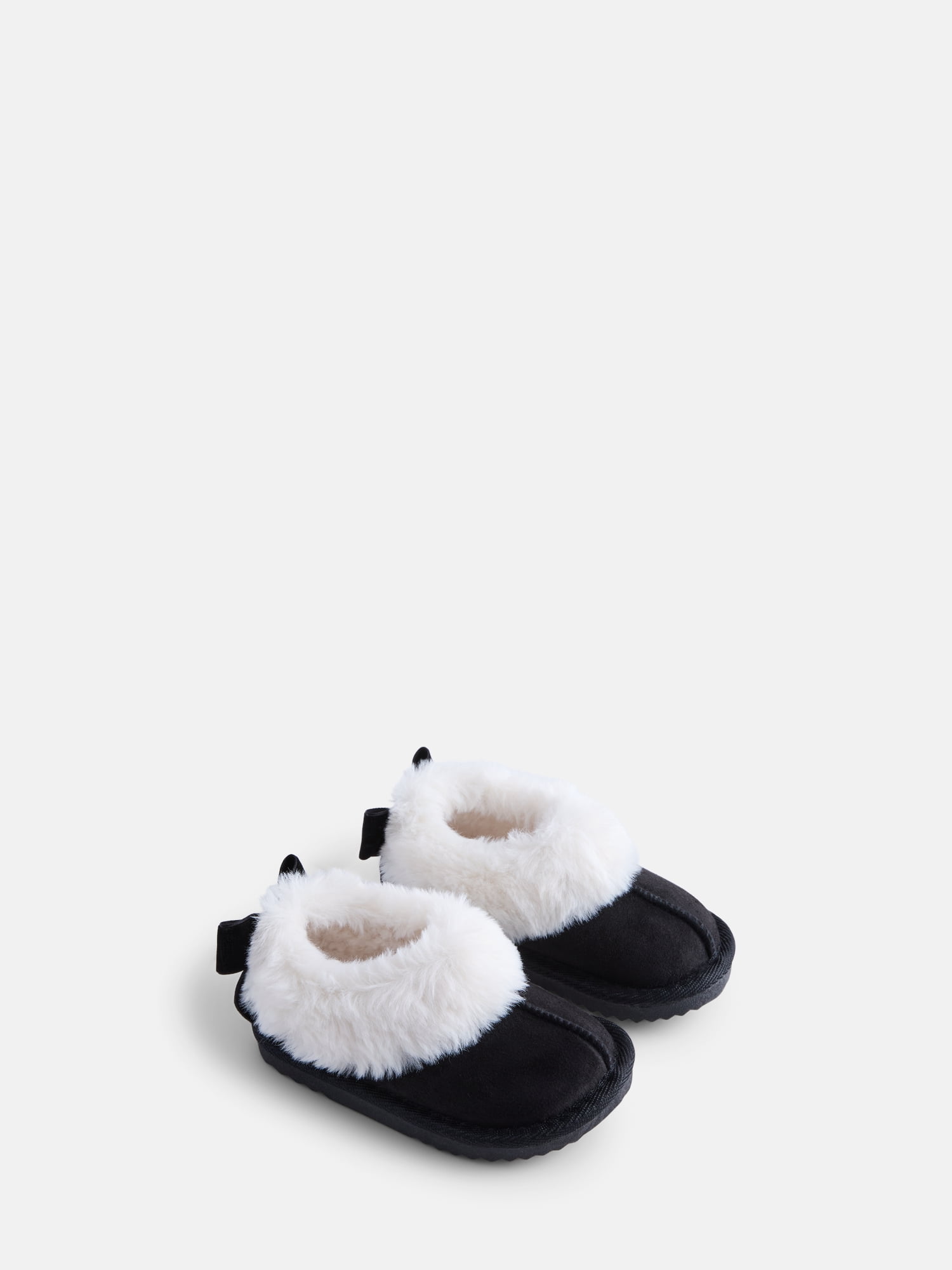 Wonder Nation Baby, Toddler, Little and Big Girls Faux Fur Trim Slippers