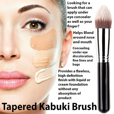 Must Have Tapred Kabuki Makeup Brush Perfect For Under Eye Concealer designed for concealing under eye discoloration, fine lines and (Best Makeup For Under Eye Bags And Circles)