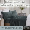 thumbnail image 2 of NY Loft Velvet Plush Sheet and Pillowcase Set with Extra Deep Pockets, Tribeca Collection (Twin, Dark Grey), 2 of 6