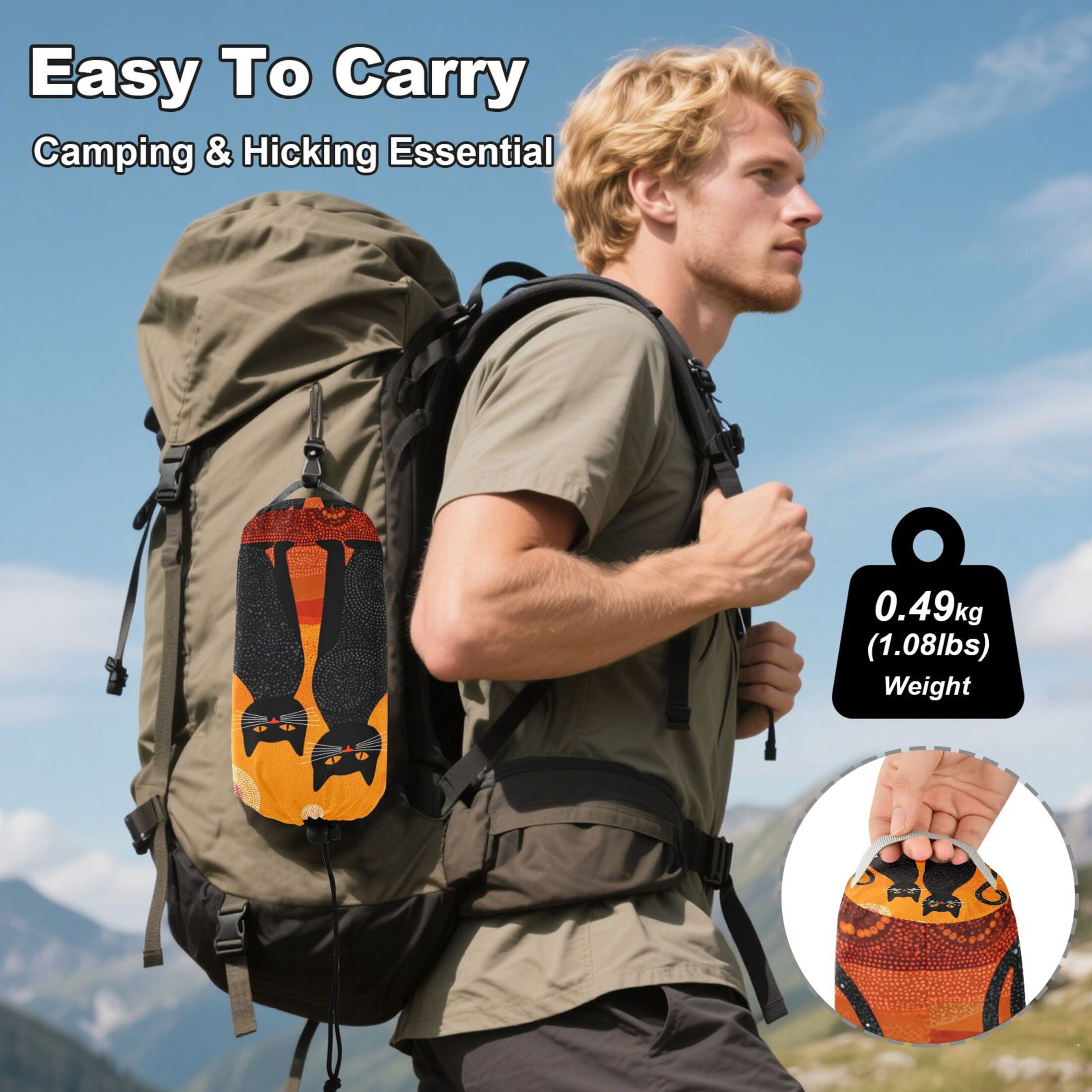 Hammock Camping Hammock Nylon Portable Hammock Travel Camping Hammock Two Black Cats Silhouette