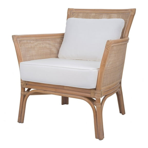 New Pacific Direct Tatum 18" Fabric and Rattan Accent Chair in Canary Brown