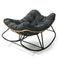 thumbnail image 3 of UBesGoo Oversized Papasan Rocking Chair, 35.8x48x30.7 in, Indoor Outdoor Patio Garden Egg Lounge Chair with Cushion, Dark Gray, 3 of 12