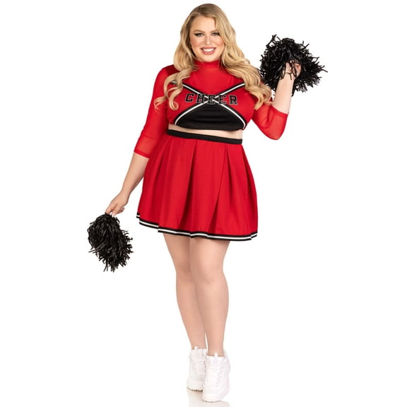 Leg Avenue Women's 3 Pc Varsity Babe Costume with Crop Top, Pleated Skirt, Pom Poms