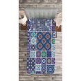 thumbnail image 3 of Ambesonne Ethnic Quilted Bedspread Set 2 Pcs, Traditional Mosaic Tile, Twin Size, Teal Indigo Navy Blue, 3 of 3