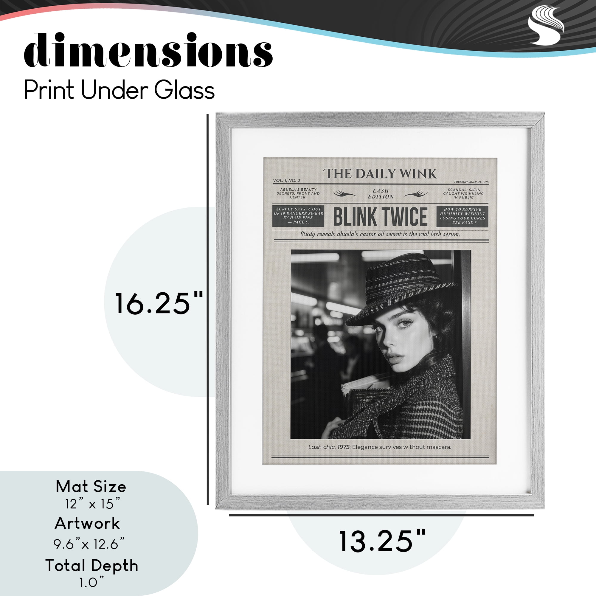 The Daily Wink Magazine Gray Framed Print Under Glass, design by A Barefoot Stylist
