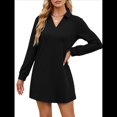 thumbnail image 2 of Vestido de Otoño 2025 para Mujer, Estilo Suéter Deportivo Informal, Holgado, de Larga y Cuello en V, de Color Liso. Negro L, 2 of 7