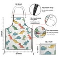 thumbnail image 3 of White Cartoon Dinosaurs Pattern Apron-Garden Aprons for Women with Pockets-Cotton Linen Waterproof Kitchen Cooking Gardening Aprons Adjustable for Kitchen,Cooking,BBQ and Salon 33x27 Inch, 3 of 7