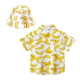 thumbnail image 3 of Toddler T Shirts Toddler Kids Summer Short Sleeve Hawaiian Style Prints Gentleman Tops Beach Holiday Floral Shirts with Hat Baby Boy Summer Clothes Yellow 3 Years-4 Years, 3 of 5