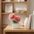 thumbnail image 6 of 1 Pc Fake Plant Small Artificial Green Plant Faux Flowers with Vase Fake Daisy Bouquet in Square White Plastic Vase Flowers for Table Decoration Farmhouse Floral Arrangement, 1.97x4.72 Inch, Pink, 6 of 9