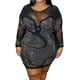 thumbnail image 1 of Mini vestido Sexy para mujer, de talla grande, de manga larga, con diamantes de imitación, transparente, ceñido al cuerpo, para fiesta y Club Adepaton WRMH-238-1, 1 of 7
