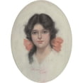 thumbnail image 2 of Harrison Fisher 14x18 Black Ornate Wood Framed Double Matted Museum Art Print Titled - Brunette with Pink Bow, 2 of 5