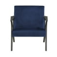 thumbnail image 2 of Benjara Lara 32 Inch Accent Chair, Gray Polyester, Round Brown Solid Wood Frame, 2 of 6