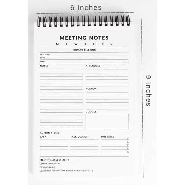 Inkdotpot To Do List Notepad 6 X 9 Paper Stationery, Classic White