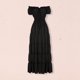 thumbnail image 1 of Vestido medieval para mujer estilo vintage con cuello oblicuo para Halloween cosplay traje diario, 1 of 9