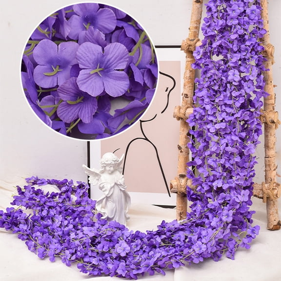 5.9FT Flower Garland,Artificial Hydrangea Vine Flowers,Hanging Fake Hydrangeas Vine for Room Anniversary Wedding Birthday Wall Arch Decor,Floral Garland(Purple)