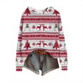 thumbnail image 2 of Women's Knit Sweater Pullover Hooded Sweatshirt with Christmas Print, Cute and Comfortable, Perfect for Fall and Winter Casual Wear and Holiday Festivities,Red,2XL, 2 of 5