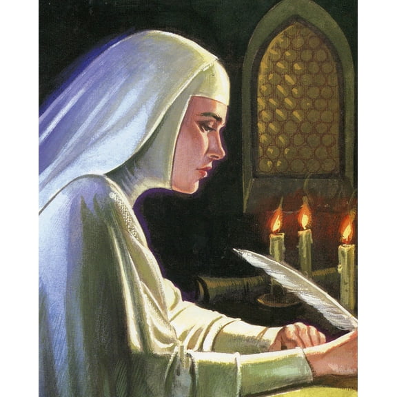 Catholic print picture - St Hildegard of Bingen N - 8" x 10" ready to be framed