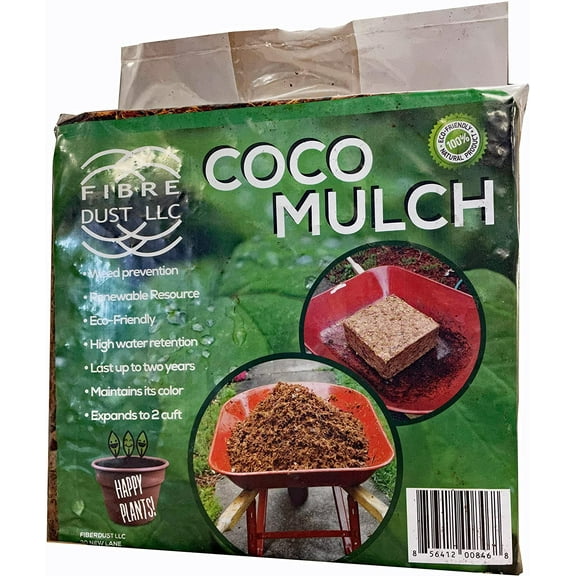 17 lbs Coconut Coir Mulch - 4KG Pack of 2-100% Natural Coconut Husk - Shredded and Cut Pieces - Great Ground Cover - Helps in Retention of Water - No Added Color