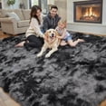 thumbnail image 2 of 8x10 Area Rugs for Living Room Bedroom, Large Area Rug Shag Shaggy Carpet Soft Plush Furry Bedside Rug, Rugs for Home Decor (Dark Grey Tie-Dyed, 8 x 10 Feet), 2 of 14