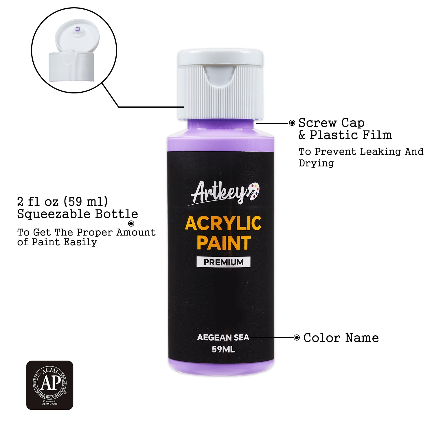 Artkey Acrylic Paint Set, 16 Colors 2 oz/59 ml Acrylic Paint Kit for Professional Artists & Beginners – Monet Inspired