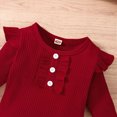 thumbnail image 4 of NOLDARES Baby Girl Fall Winter Outfit Romper Long Sleeve Bodysuit Skirt Sets 3Pcs Clothes(Wine,0-3 M), 4 of 7