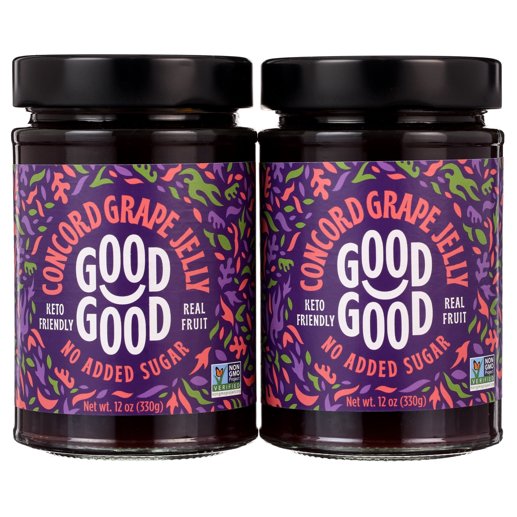 Good Good Concord Grape Jelly, No Added Sugar, Low Calorie, Keto Friendly, 12 oz, 2 pack