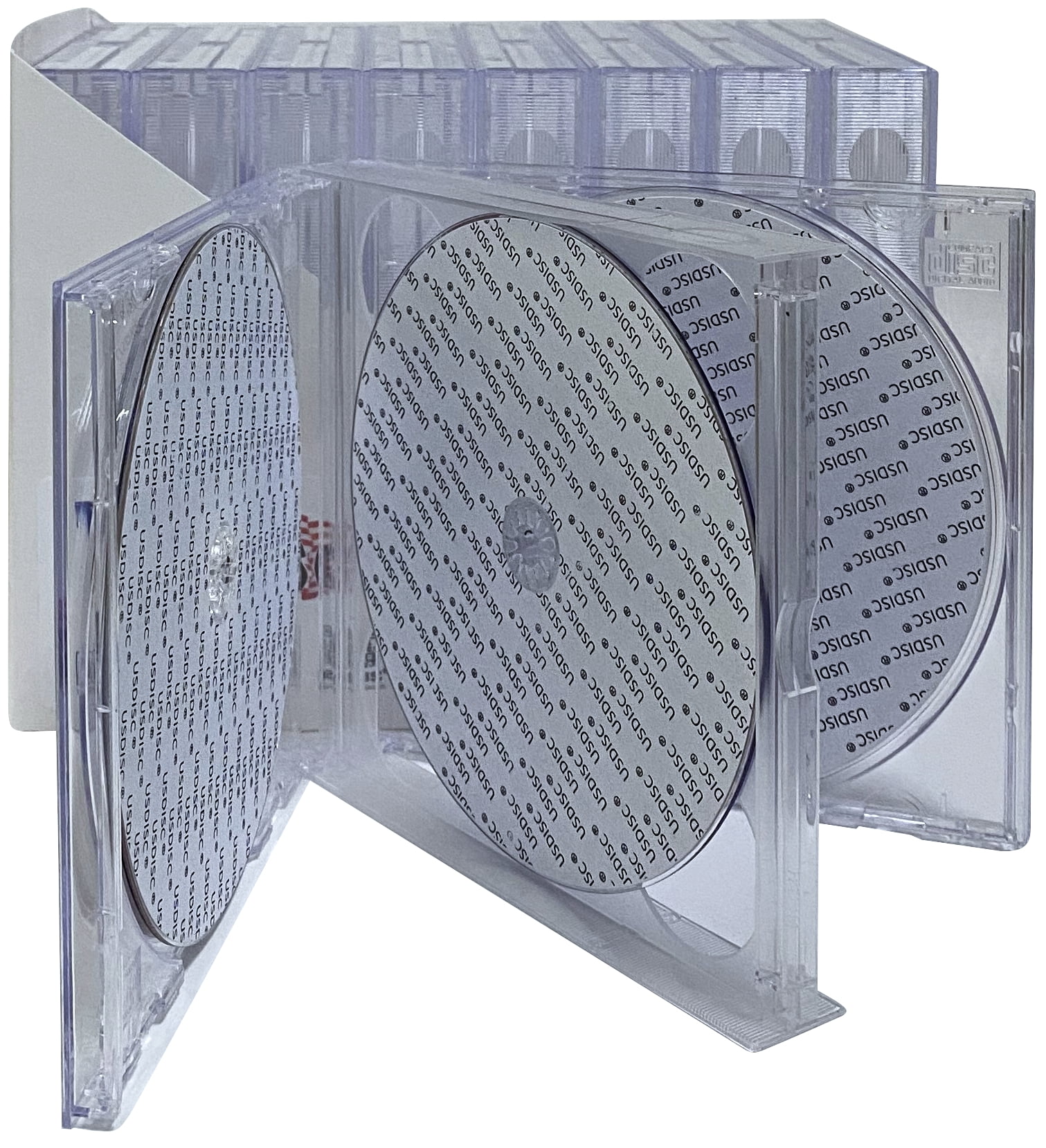 USDISC CD Jewel Cases Chubby 24mm, Quintuple 5 Disc, Clear, Pack Of 10