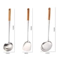 thumbnail image 3 of El mejor amigo del chef: utensilio de cocina de acero inoxidable con mango de madera, cuchara ranurada para cocinar sin esfuerzo, juego de 3 piezas que incluye herramientas de mango largo para sus, 3 of 6