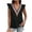 Black, variant on Fesfesfes Work Out Tops Women's Summer Casual Tops Solid Color V Neck Short Sleeve Lace Fashion Tops Tshirts Shirts for Women 4(S)
