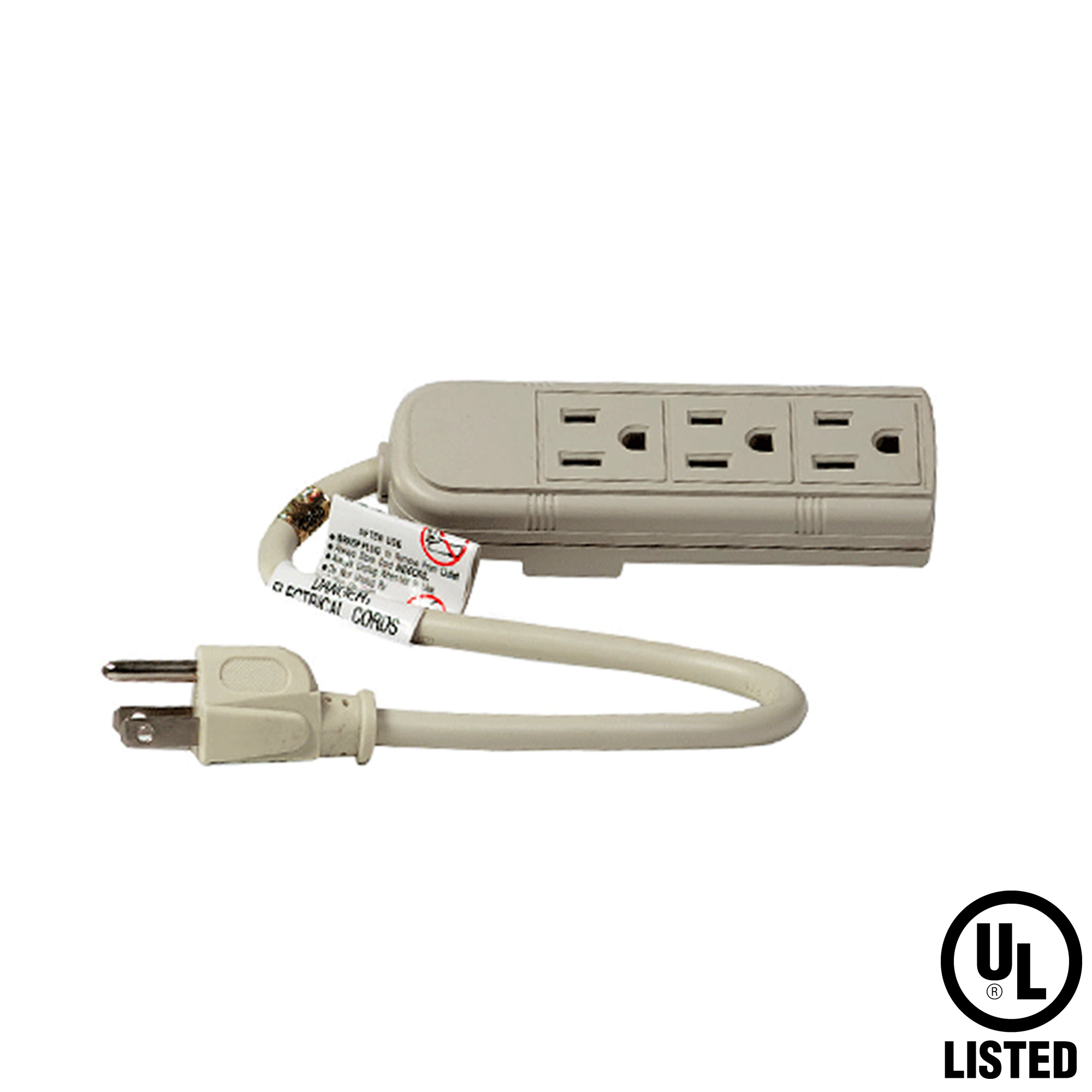 Uninex 3 Outlet Power Strip Grounded 1Ft 12inch UL Listed US Plug AC