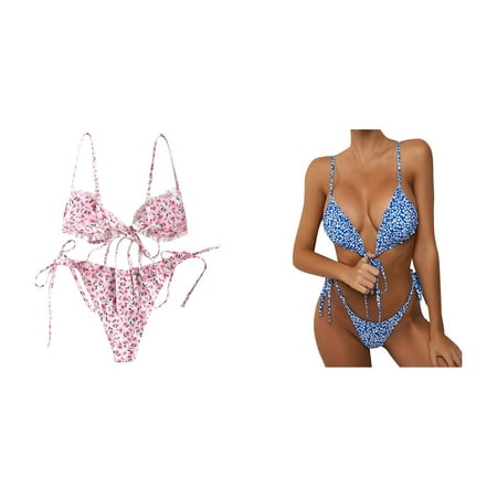 2-Pack Women Bandeau Bandage Bikini Set Push-Up Brazilian Swimwear Beachwear Swimsuit Swimsuit Womens Shorts Teen Swimming Suits Swimming Shorts Striped Shorts Set Women Swimsuits for Women