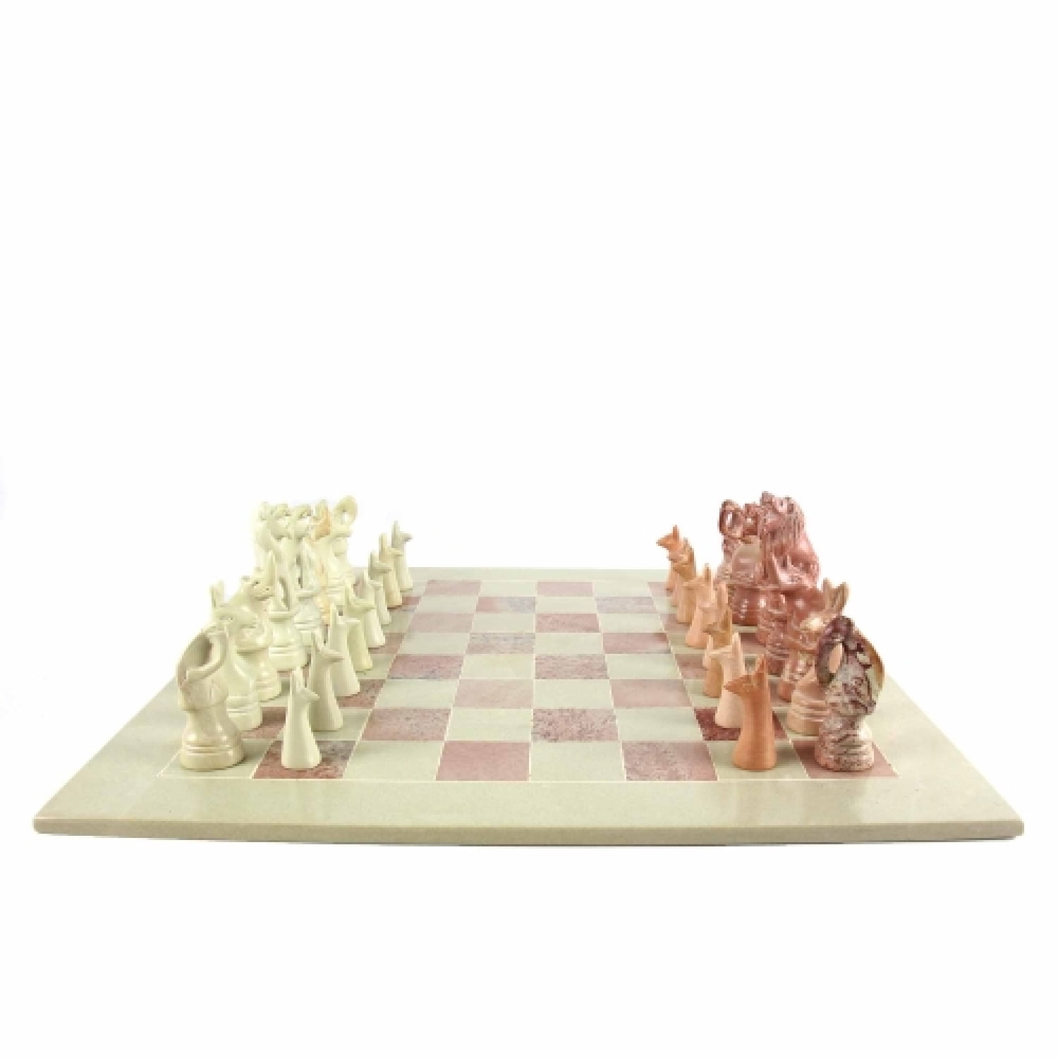 Hand Carved Soapstone Animal Chess Set 15  Board Smolart