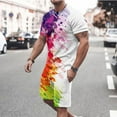 thumbnail image 2 of Honeeladyy Men's 2 Pieces Short Sets Cotton Henley Shirts Short Sleeve Casual Beach Shorts Summer Yoga Outfits #Rc-White-L, 2 of 5