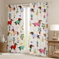 thumbnail image 2 of Homewish Kawaii Dachshund Blackout Curtains Set of 2 (52x84 Each),Potted Plant Curtain,Cream,Bone Paw Decor, 2 of 6