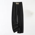thumbnail image 2 of Women's Casual Business Pants High Waist Wide Leg Solid Color Deco Metal Chain Comfy Lightweight Suit Pants, 2 of 6