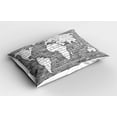thumbnail image 2 of Ambesonne Antique Pillow Sham 2 Pack, World Map on Old Brick, 30"x20", Pale Grey White, 2 of 3