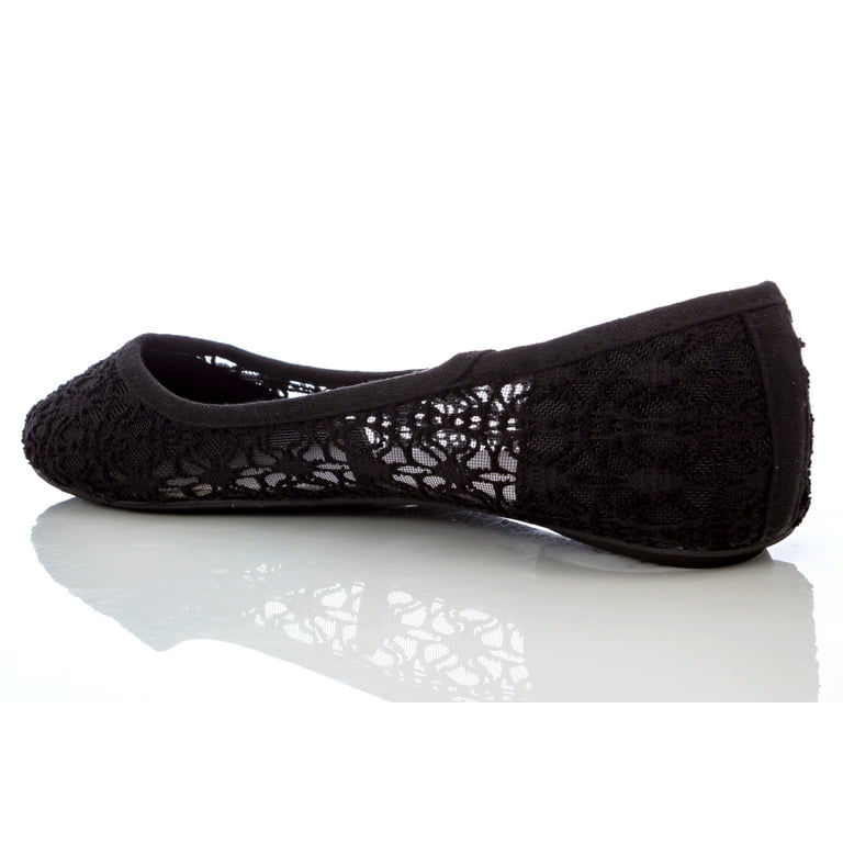 Charles Albert Women's Crochet Lace Ballet Flats Shoes, Breathable