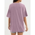 thumbnail image 4 of Women's Oversized T-Shirt Loose Round Neck Short Sleeve Top Summer Casual Shirt 2024 Basic T-Shirt, 4 of 5