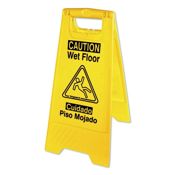 Impact Products Bilingual Yellow Wet Floor Sign, 12.05 X 1.55 X 24.3, Yellow